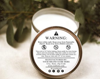 Candle Warning Label Template Instant Download Editable Label Template Design 2" Circle Design Digital Download, Candle Safety Sticker