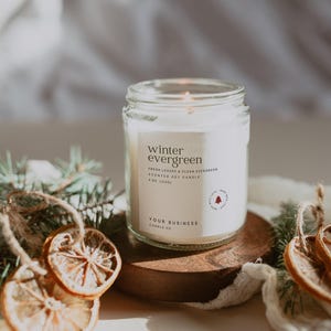 Holiday Candle Label Template, Editable Christmas Candle Label Design, Modern Christmas Candle Jar Label, Candle Sticker, DIY Canva Template