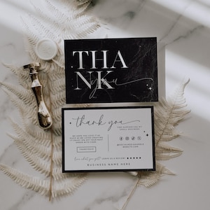 EDITABLE Black Luxury Business Thank You Card Canva Template, Luxe Modern Customer Package Insert Card, Elegant Mailer Card Template - Dash
