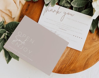 EDITABLE Business Thank You Card Printable Thanks For Your Purchase Card Small Business Package Insert Card, DIY Canva Template - Mae