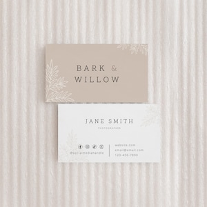 Editable Business Card Canva Template INSTANT DOWNLOAD, Simple Feminine Business Branding Calling Card, Botanical Elegant Business Card