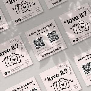 Retro Snap and Share Card Canva Template, Social Media Card Template, DIY Follow Us On Social Media, Like & Connect With Us QR Code - Jace