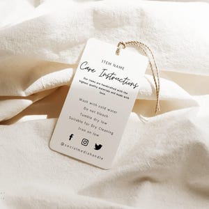 Editable Hanging Tags Canva Template Printable Fashion Label Template Editable Thank You Boutique Swing Tags Clothing Tag Garment Care- Kate