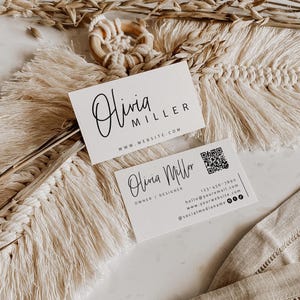 Modern Business Card Template QR Code, DIY Printable Business Card, Small Business Branding, Minimal Business Card, Canva - Dusk