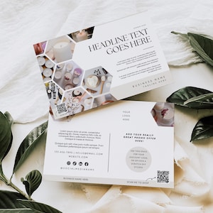 Wholesale Post Card Canva Template, Candle Soap Photo Mailer QR Code, Modern Minimal Marketing Flyer, Editable Business Promotional Postcard