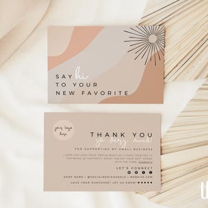 Boho DIY Thank You Card Template Canva, Neutral Business Package Insert, Bohemian Thank You, Thanks For Your Purchase Mailer PostCard - Myra