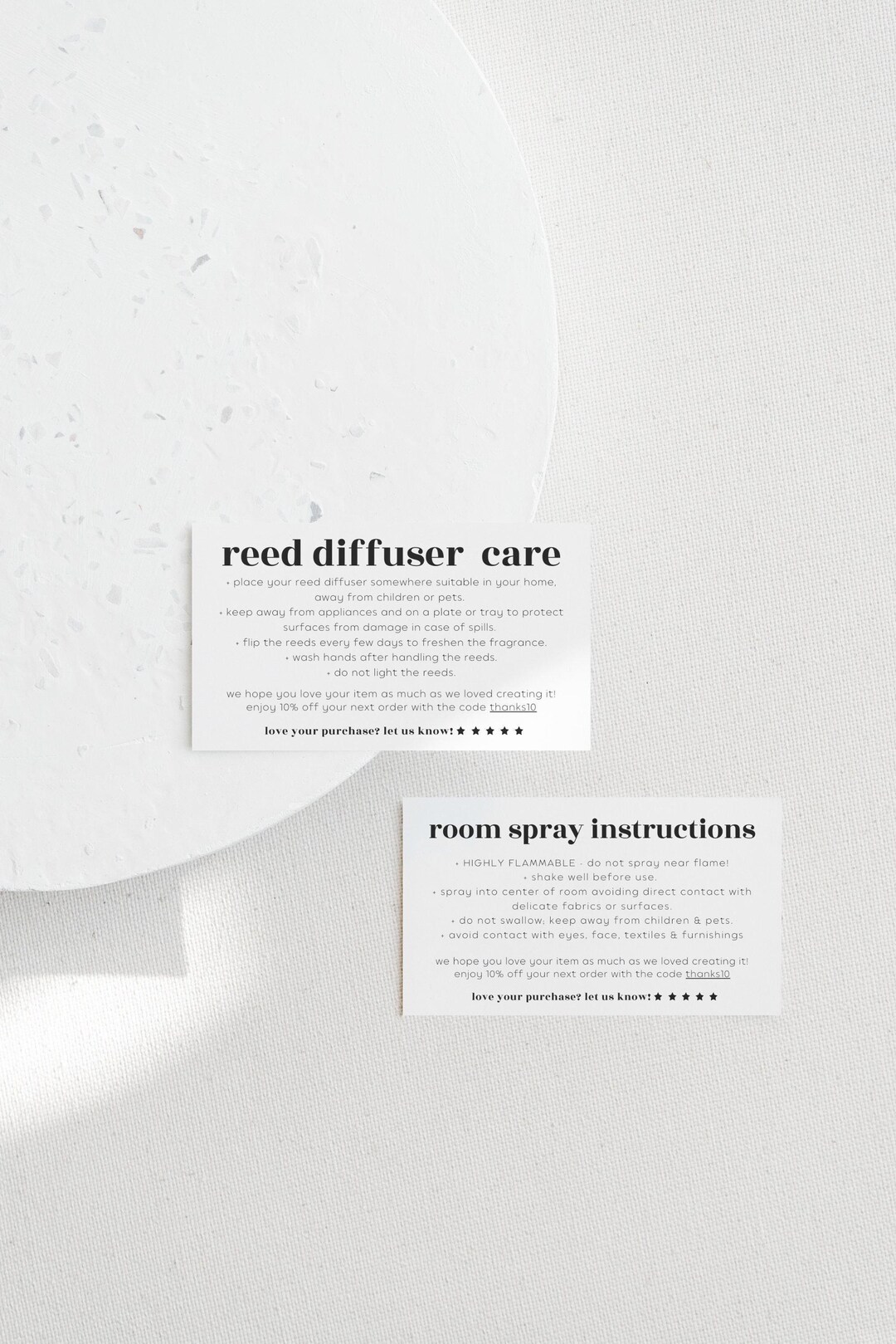Reed Diffuser & Room Spray Care Card Template, Printable Care ...