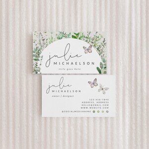 Boho Botanical Business Card Canva Template, DIY Printable Feminine Business Card, Editable Business Card, Herbalist Branding - Stella
