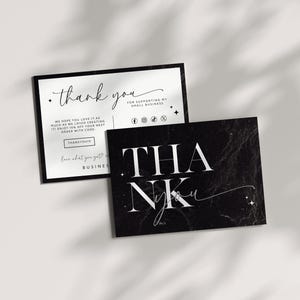 Black Luxury Business Thank You Card Canva Template, Luxe Modern Customer Package Insert - Dash