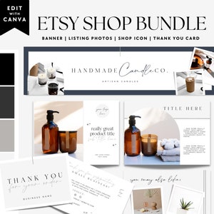 Etsy Shop Template Kit Canva, Minimal Chic Etsy Banner with Listing Photo Template Etsy Seller Template Etsy Store Branding Template - Casey