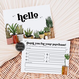Plant Care Card Printable Instant Download, House Plant Guide Insert, Succulent Care Card, Indoor Plant Instruction Card Printable - Dani