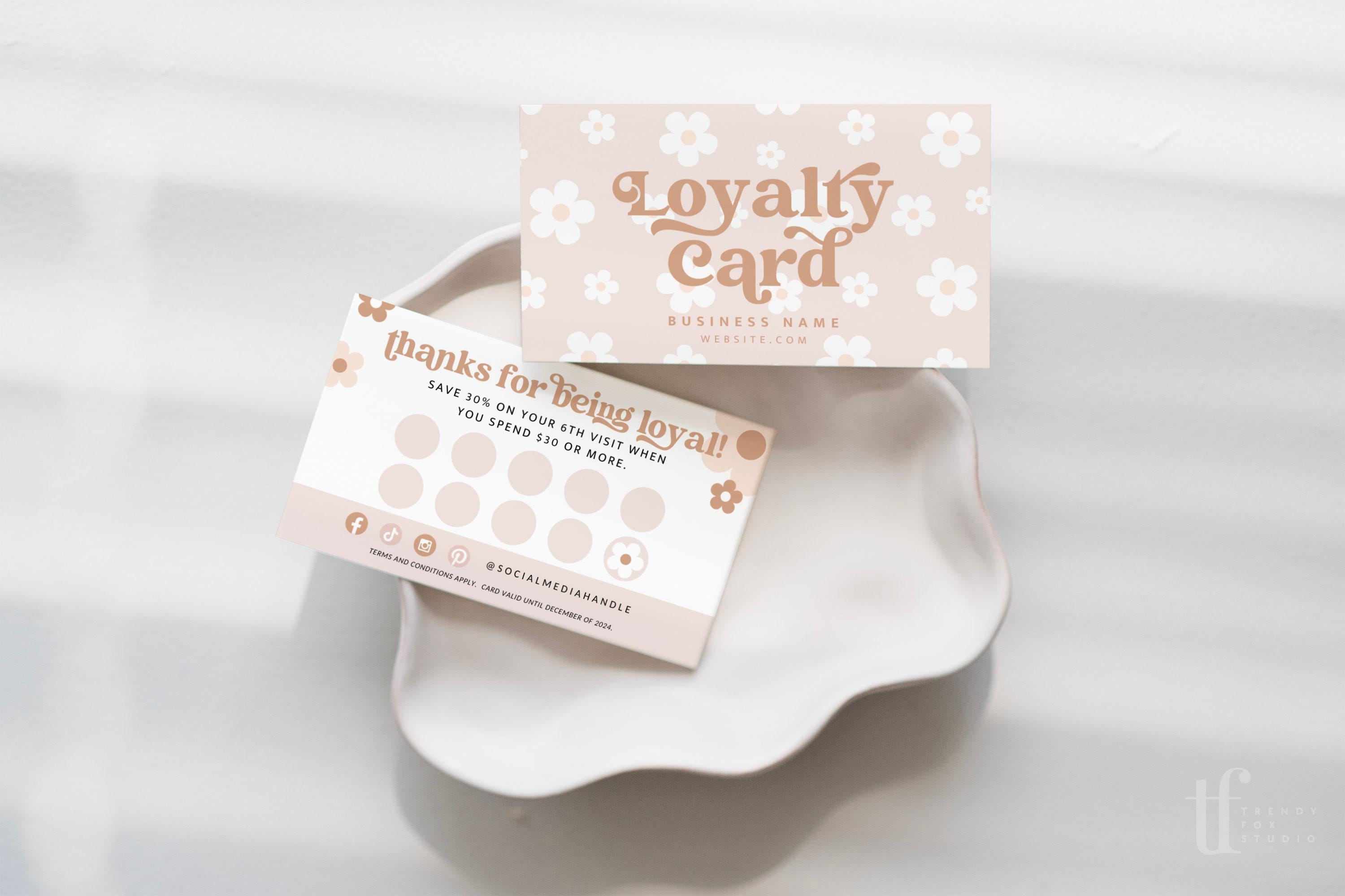 Retro Loyalty Card Template Canva, Editable Customer Punch Card ...