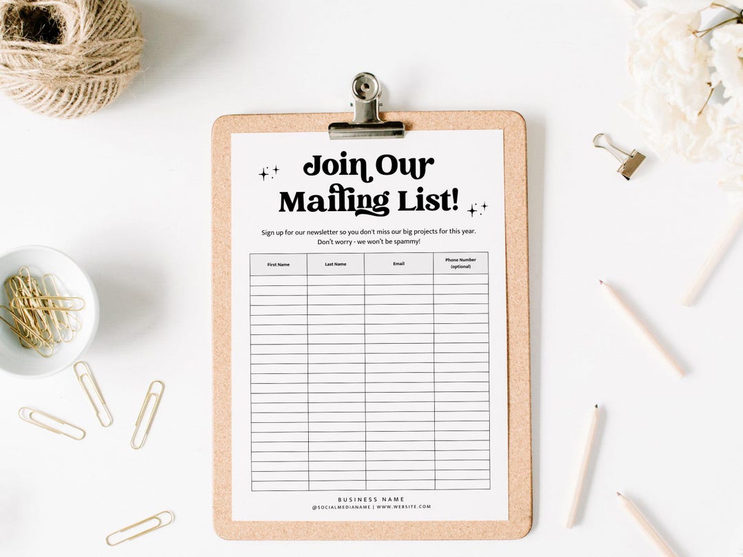 Sample Email Collection Form Retro Email List Template Canva, Printable Email Collection Sheet ...