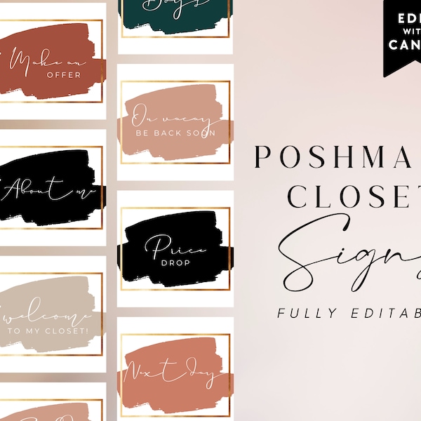 EDITABLE Poshmark Closet Signs Customizable Poshmark Template Ready to Post Instant Download  Neutral Poshmark Boutique Sign - PM10