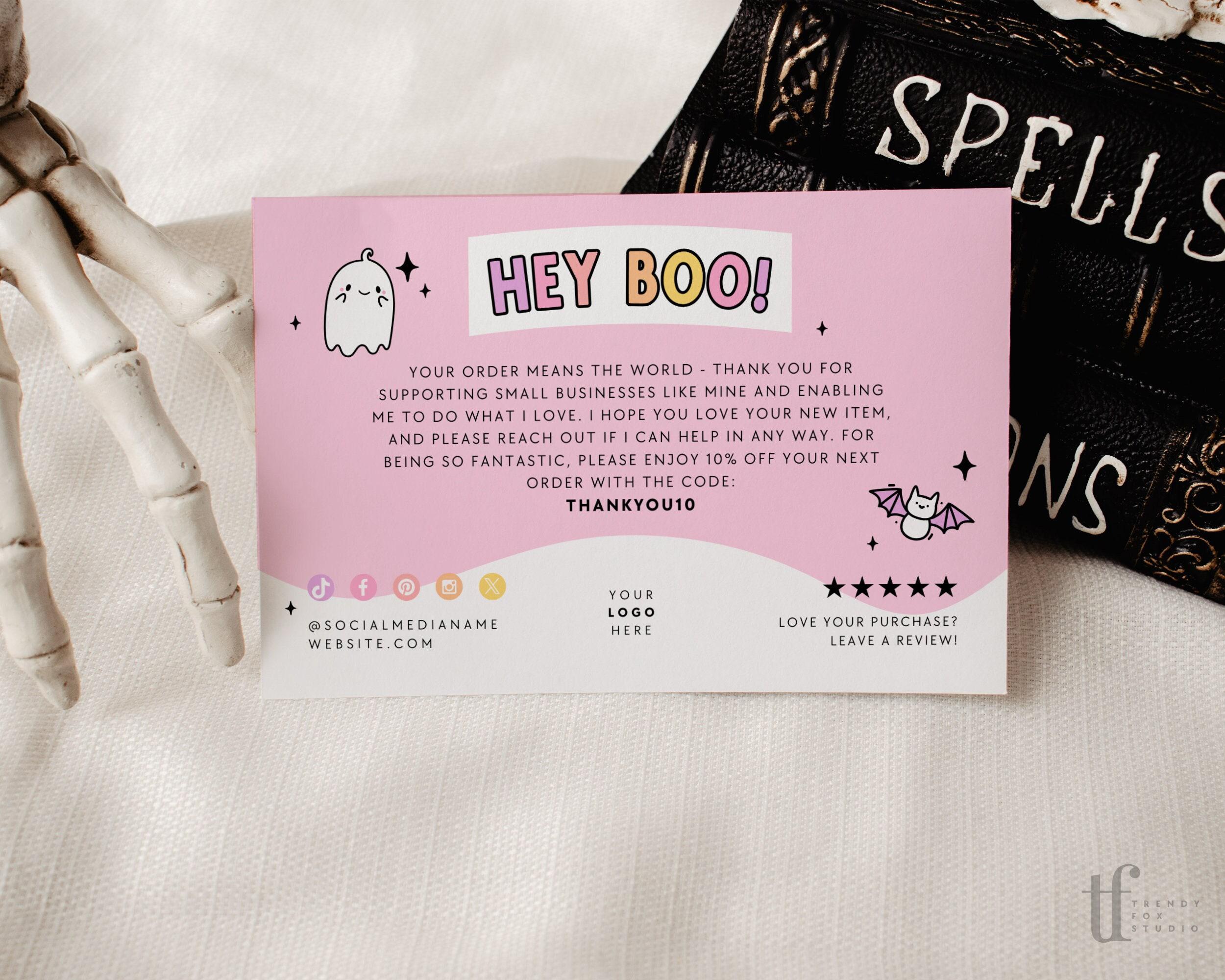 Cute Halloween Business Thank You Card Canva Template, Editable Pastel ...