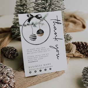 Christmas Business Thank You Card Canva Template, Holiday Printable Thanks For Your Purchase, Business Package Insert, Customer Thank You