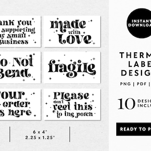 Danke Thermo-Label-Bundle, Sofort-Download, Small Business Danke Aufkleber PNG, 2.25x1.25" Aufkleber Thermodrucker-Datei PNG, PNG pdf