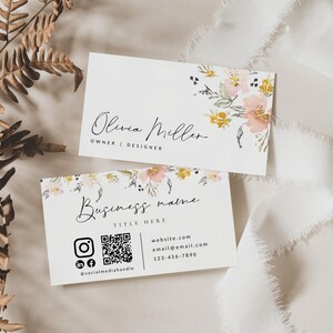 Modèle de carte de visite QR Code, téléchargement immédiat, modèle de carte de visite imprimable, carte de visite à faire soi-même, carte modifiable, modèle canva - Casey