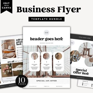 Business Flyer Bundle Canva Template, One Page Marketing Flyer, Editable Printable Services, Small Business Templates, Flyer Design - Dani