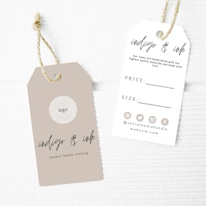 Editable Hanging Tags Template, Printable Fashion Label Template, Editable Thank You, Boutique Swing Tags, Clothing Tag, Price Tag, &quot;Emory&quot;