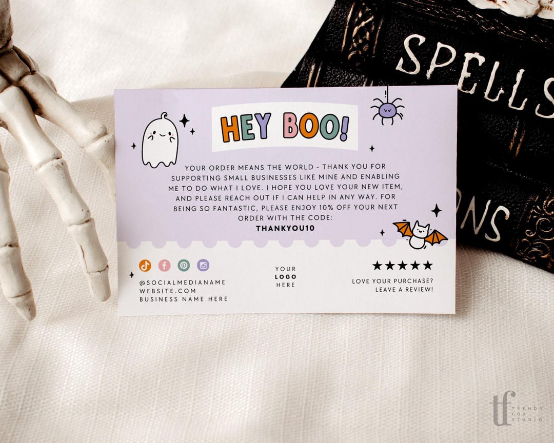 Cute Pastel Halloween Business Thank You Card Canva Template, Editable ...