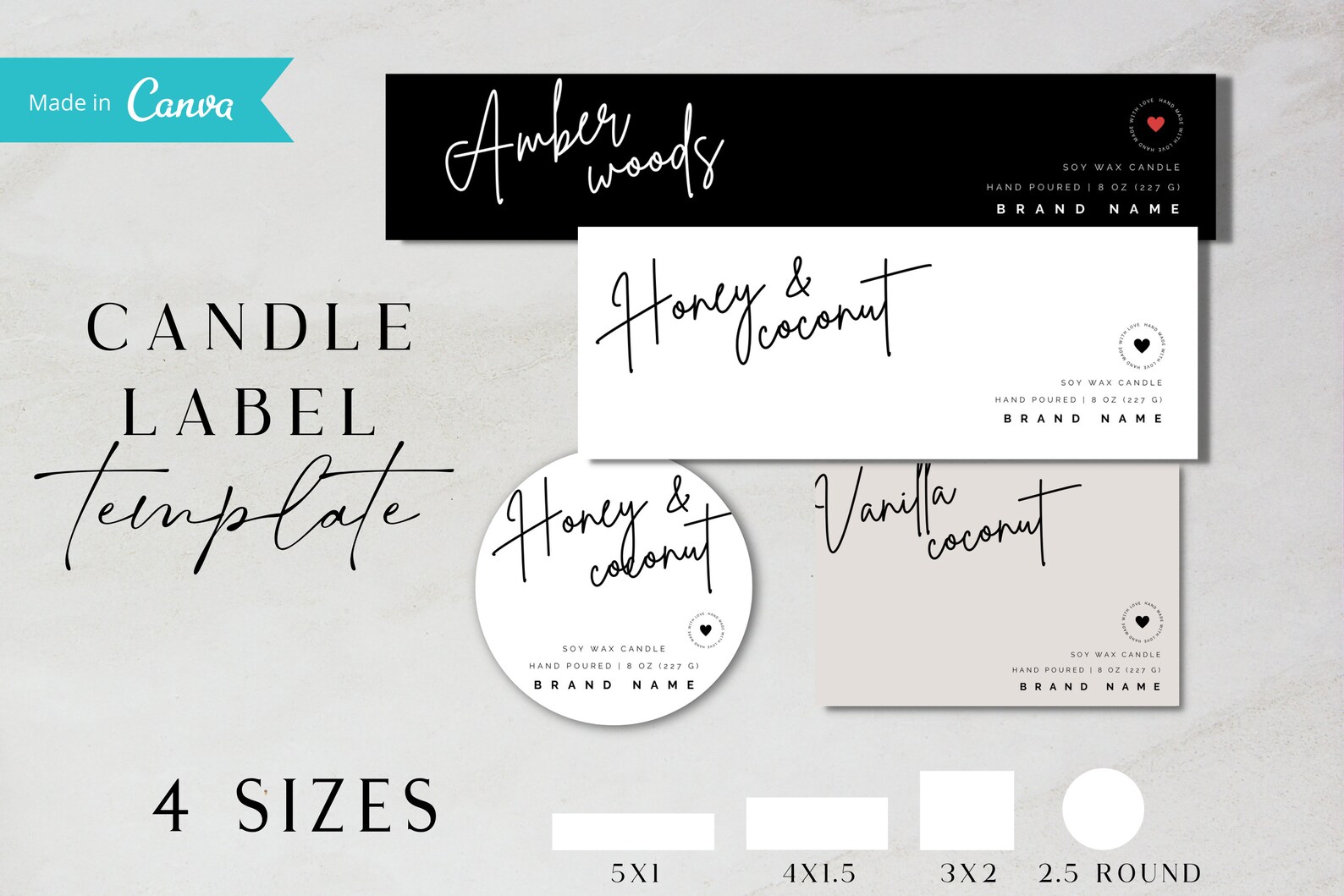 Thin Candle Label Templates Editable Candle Tin Label Script Etsy