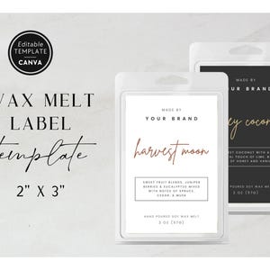 Modern Wax Melt Label Canva Template, DIY Minimal Wax Clamshell Branding - Kai image 2