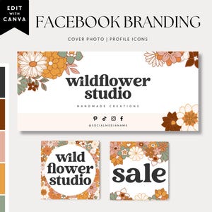 Retro Facebook Cover Template, Facebook Banner, Facebook Icon, Facebook Business Cover Image, DIY Facebook Template, Canva Template - Dani