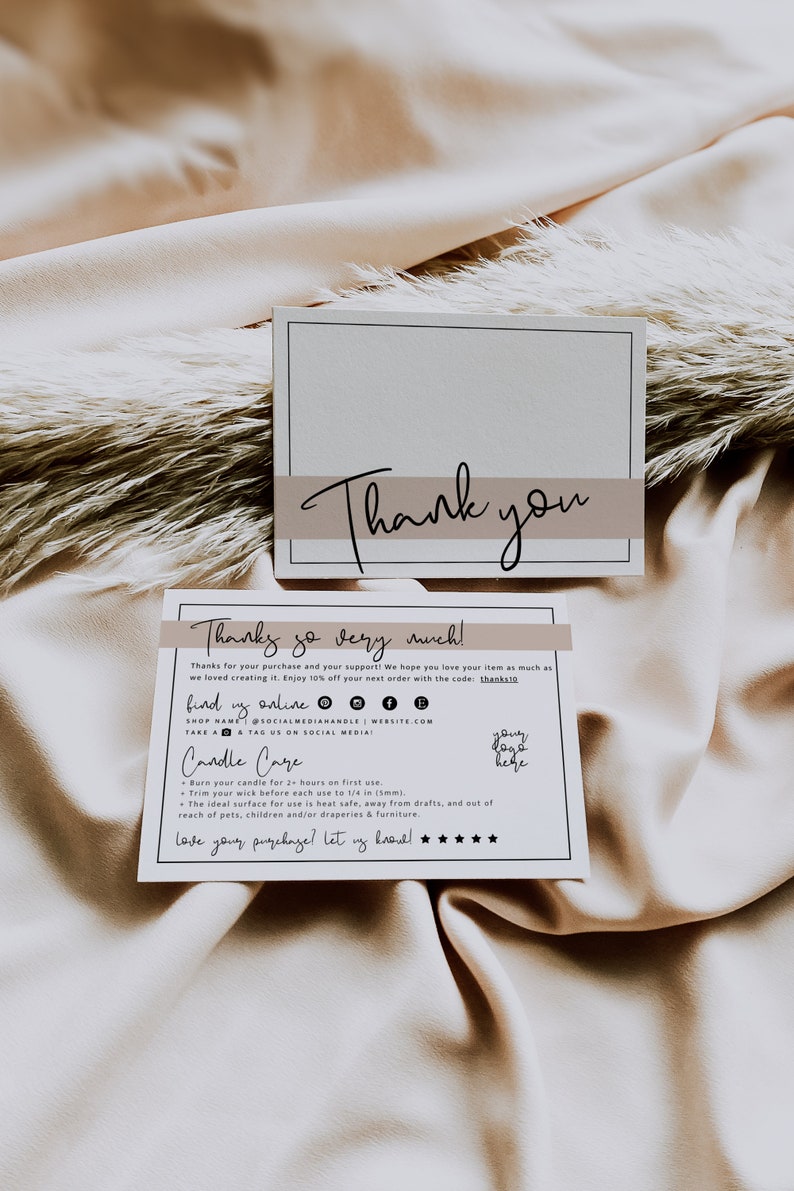 EDITABLE Candle Care Card Template Business Thank You Card Etsy