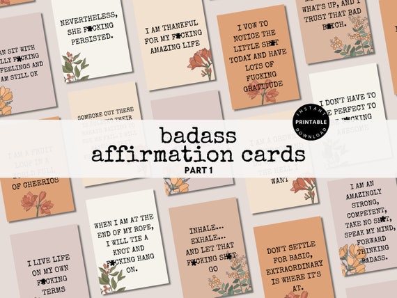 Printable Badass Affirmation Cards Sweary Affirmation Deck -  Portugal