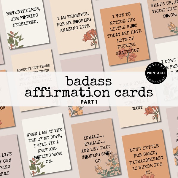 Printable Badass Affirmation Cards Sweary Affirmation Deck Motivational Printable Cards Maybe Swearing Will Help Encouragement Digital Cards