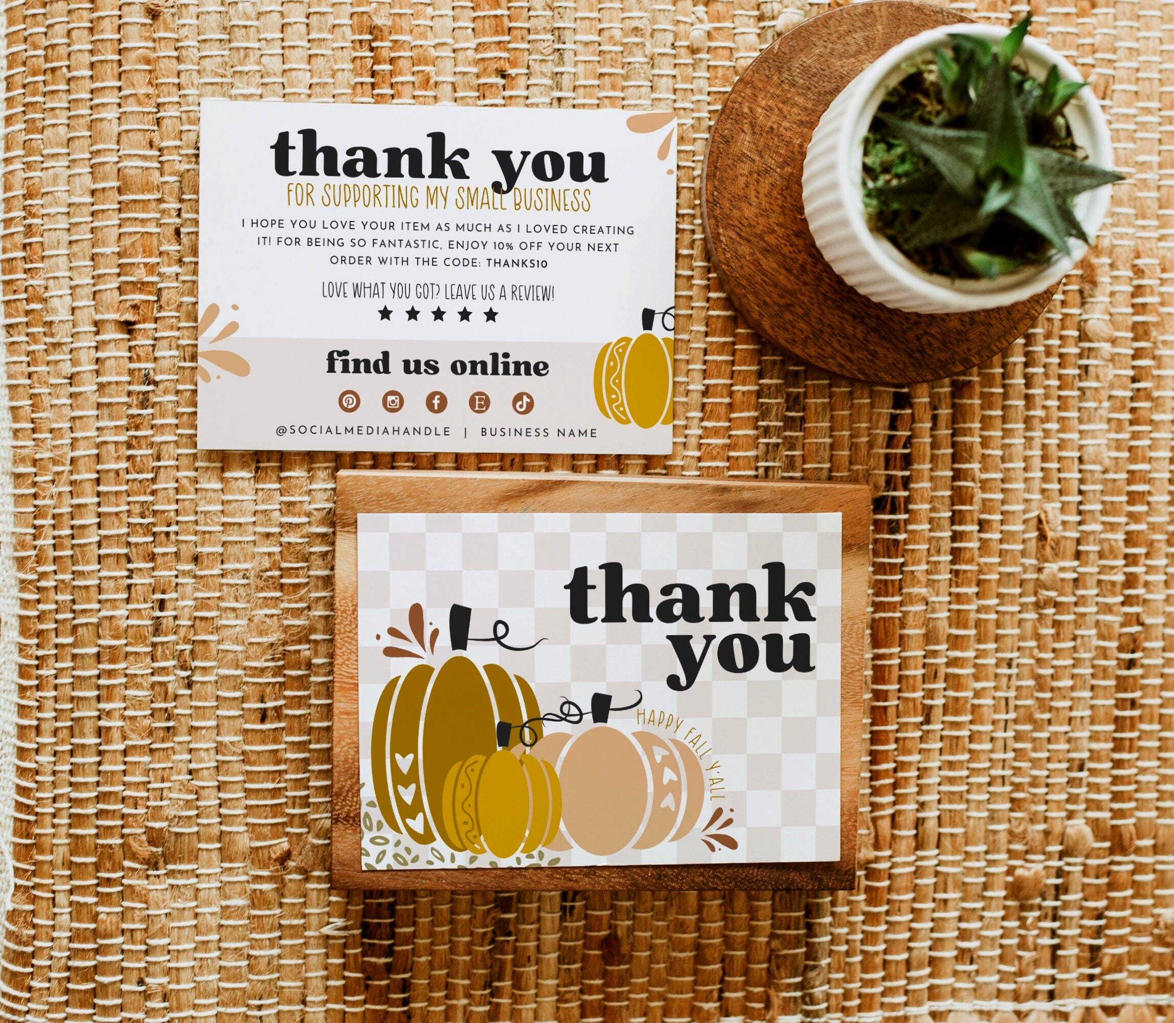 Fall Pumpkin Thank You Card Canva Template, Editable Retro Business ...