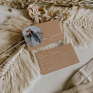 Foto Visitenkarte Vorlage Canva, sofortiger Download, druckbare Visitenkarte Vorlage, DIY Visitenkarte, Scan Me, Boho Visitenkarte - Blair