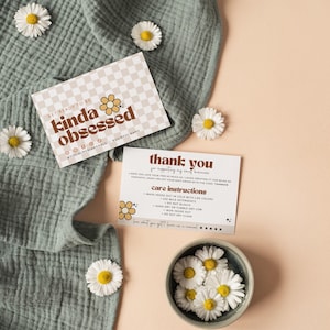 Retro Care Instructions Template, Business Thank You Template, T-shirt Care Card, Washing Instructions, Product Care Instruction Canva Pixie
