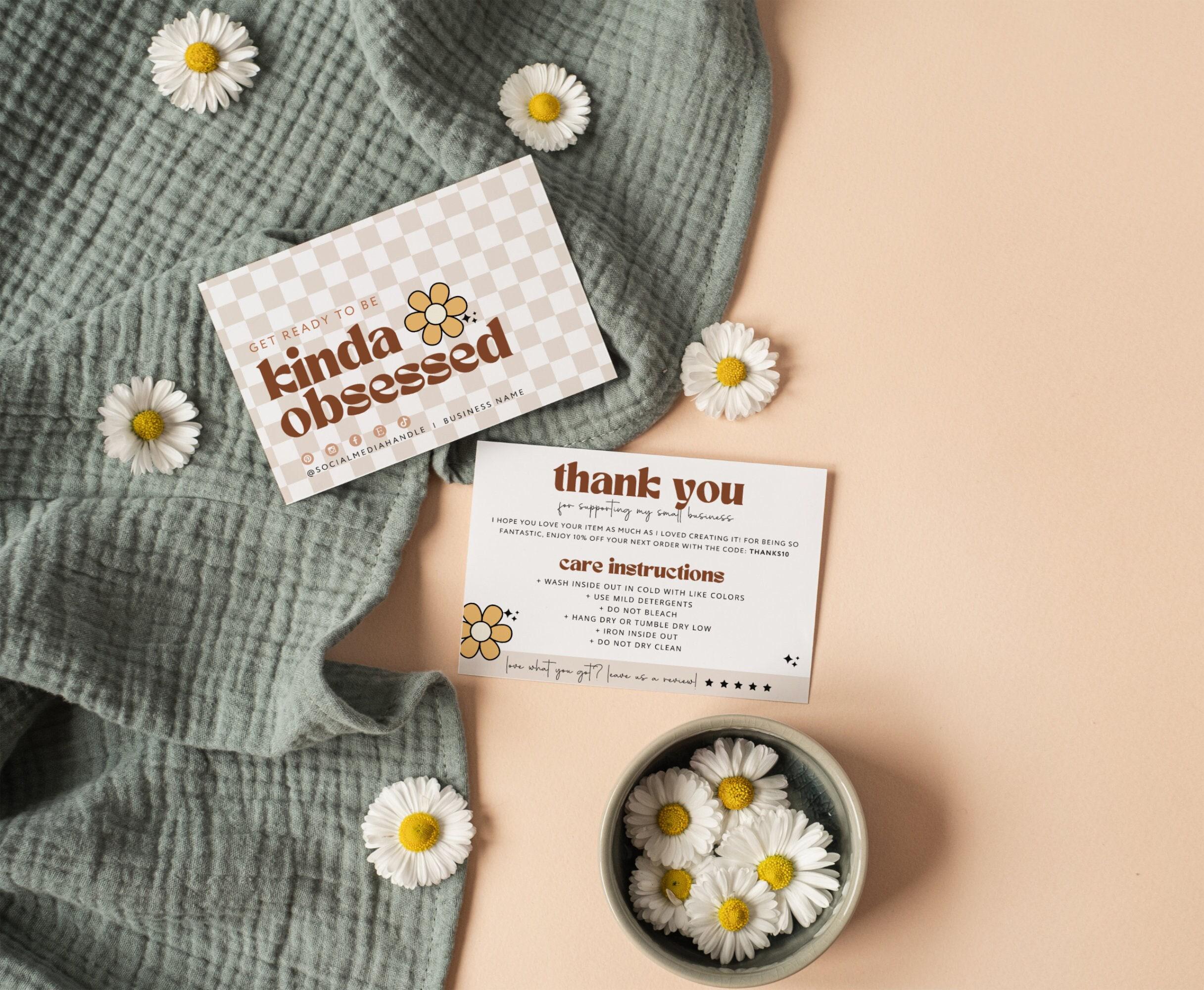 Retro Care Instructions Template, Business Thank You Template, T-shirt Care Card, Washing Instructions, Product Care Instruction Canva Pixie