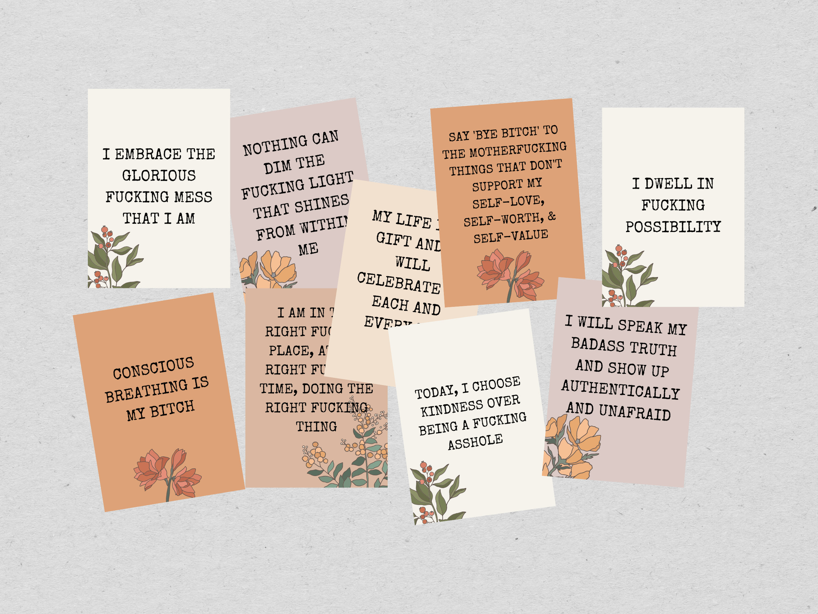 Badass Affirmation Cards For Women – 50 Sweary, Funny Motivational Cards In Tin With Wooden Stand | Empowering Gift For Her
