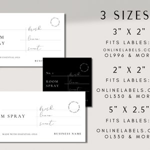 Room Spray Label Template, Editable Product Label Template, 2x2 3x2 DIY ...