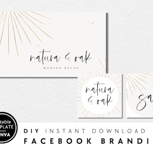 Gold Facebook Cover Template, Facebook Banner, Facebook Branding Kit, Gold Facebook Business Cover Image, DIY Facebook Template Canva - Gwen