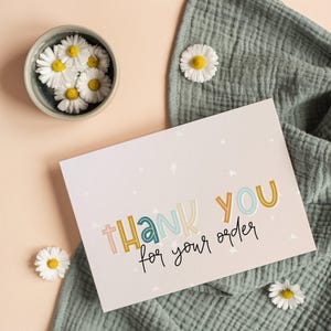 Rainbow Business Thank You Card Canva Template, Printable Pastel Thanks For Your Purchase Cute Package Insert - Bea image 3