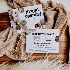 Grand Opening Flyer, Promo Photo Website Launch Template, Canva Marketing Flyer, Photo Referral Card, Coupon Code Card Template Canva - Dani