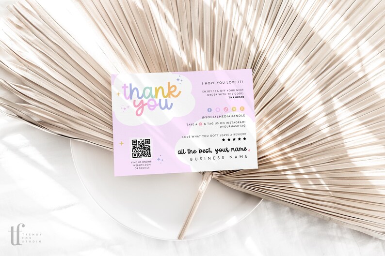 Colorful Business Thank You Card Canva Template, Editable Rainbow QR Code Packaging Mailer, Cute Fun Package Insert Business Branding - Lulu Bild 4