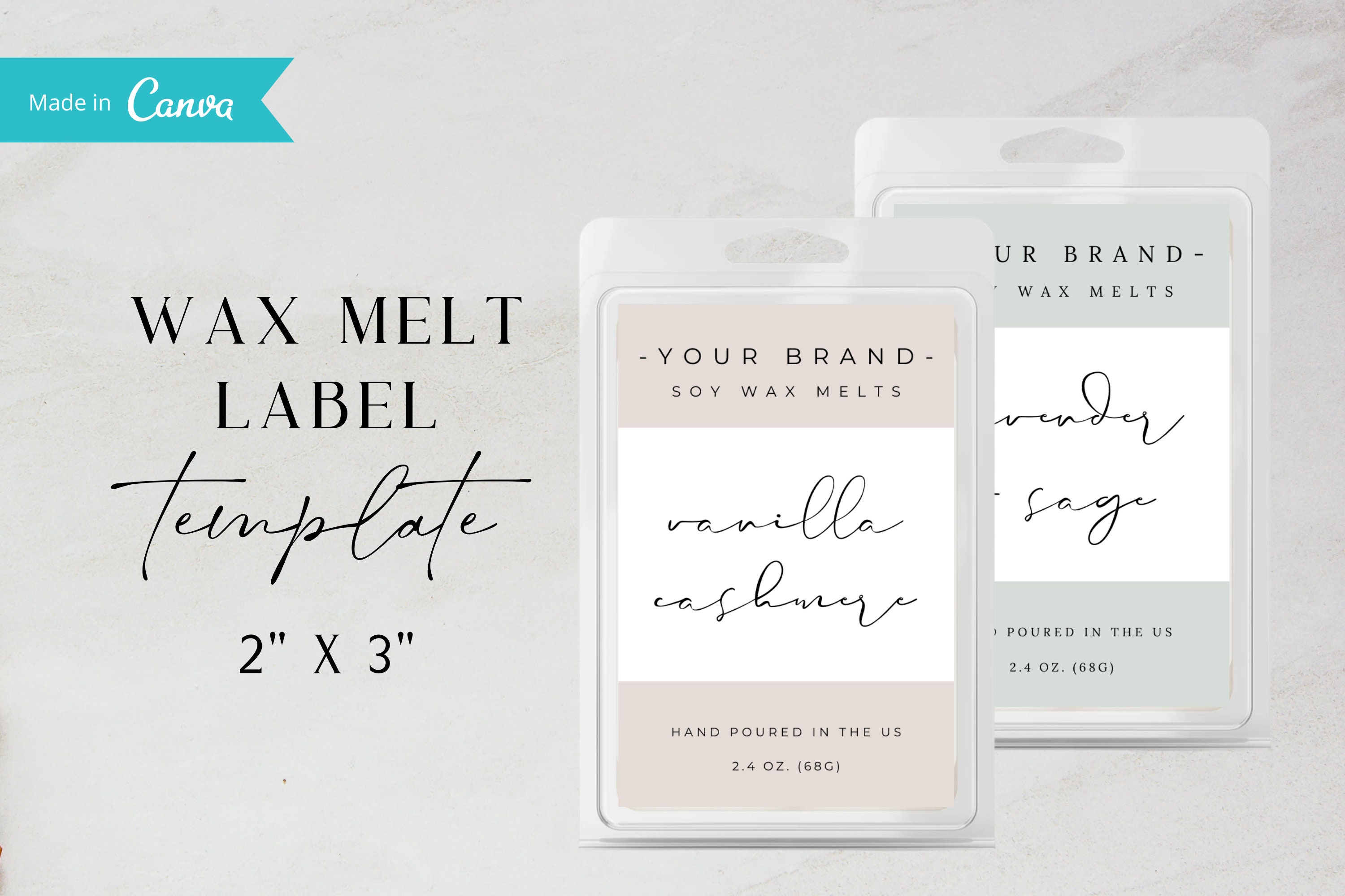 modern wax melt label template editable label diy minimal wax etsy