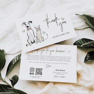 Editable Business Pet Thank You Card Canva Template, Printable Animal Business Thank You QR Code Dog Walking Pet Sitting Pet Boarding - Dusk