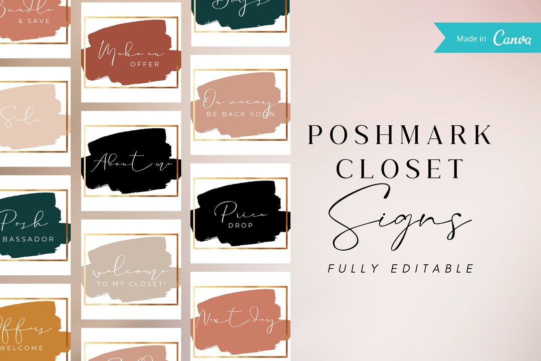 EDITABLE Poshmark Closet Signs Customizable Poshmark Template Etsy