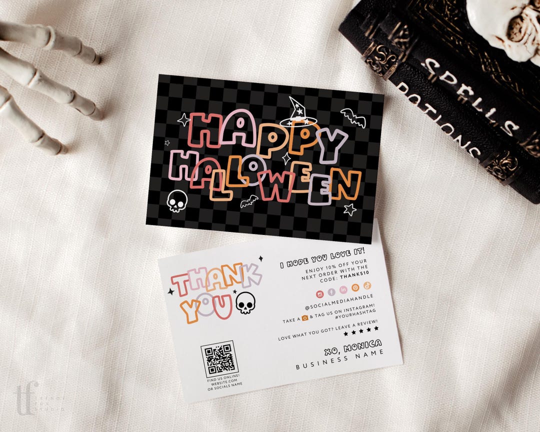 Pastel Halloween Business Thank You Card Canva Template, Editable ...