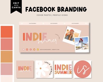 Facebook-Titelbildvorlage in Regenbogenfarben, Facebook-Banner in Pastellfarben, Facebook-Symbol, Facebook-Unternehmens-Titelbild, DIY-Facebook-Canva-Vorlage – Beth