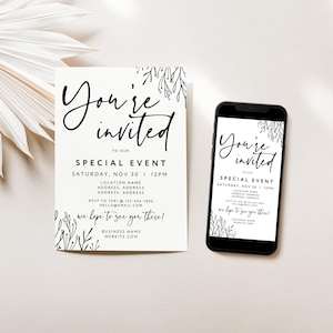 Modern Business Invitation Template, Grand Opening Invitation, Digital You're Invited, IG Story Invite Template, Text Invitation Canva -Vera