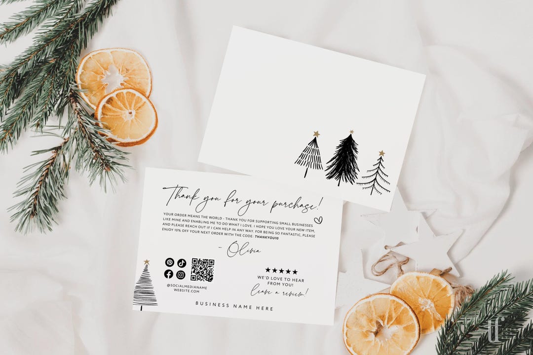 Modern Minimal Boho Christmas Business Thank You Canva Template Holiday ...