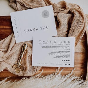 Luxury Candle Care Card Template, Business Editable Minimal Thank You Card, Printable Thanks For Your Purchase Card, Package Insert - Greer