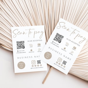 Afdrukbaar betalingsbord, QR-codebordsjabloon, Scan-to-Pay-bord, bord geaccepteerde betalingen, CashApp Paypal-bord aanpasbare QR-code - violet